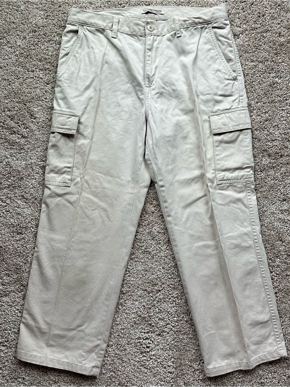 Wear First Co Cargo Pants Mens Khaki Beige Flat Front Cotton Utility Y2K Vtg 438